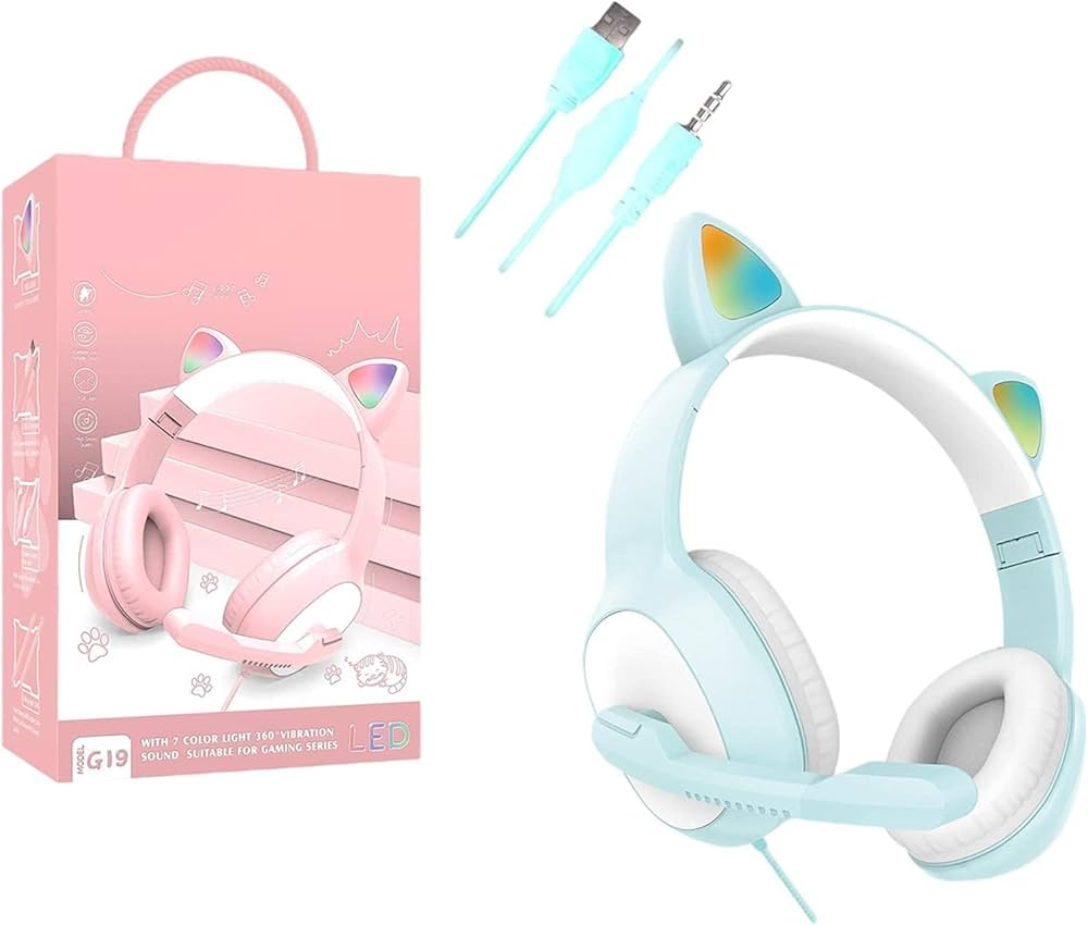 ゲーミング 猫耳ヘッドセット 7.1 サラウンド  ゲーミング  ブルー Amazon.co.jp: GAMQUE ゲーミングヘッドセット 取り外し可能な猫